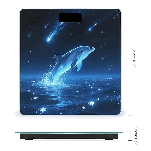 Star - Swimming Dolphin Weight Scale Large Digital Bathroom Scales with Bright LED Display Non Slip Digital Scale and Step On Fashion Weighing Machine for Body