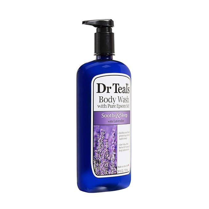Dr. Teal's Lavender Body Wash Gift Set (2 Pack 24oz Ea.) - Soothe &amp Sleep Lavender with Essential Oils Blended with Pure Epsom Salt - Ease Aches &amp Pains Alleviate Daily Stress at Home