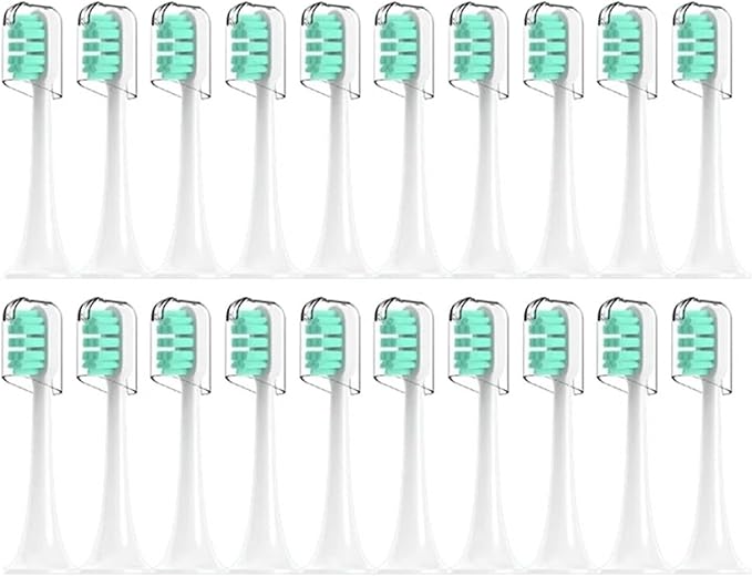 Compatible for Mijia T300/T500/T700 Sonic Toothbrush Heads Replaceable Refill Nozzles 4 Colors with Caps 4/20Pcs(20Green)
