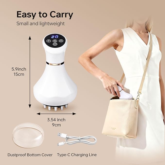 Lymphatic Drainage Massager4-in-1 Electric Body Sculpting BrushHelps Reduce Stretch Marks&ampCellulite for RelaxationMulti-Speed Anti Cellulite Massage Tool for Belly Legs Arms(White)