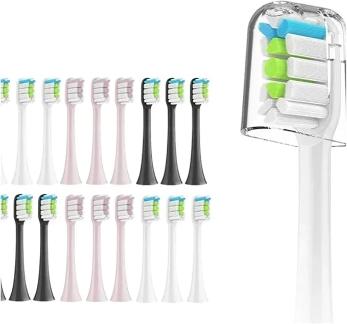 Compatible for X3 X5 X3U X1 V1 V2 Clean Brush Heads Replacement Head Bristle Sonic Electric Nozzles with Anti-dust Cap(5pcs White)
