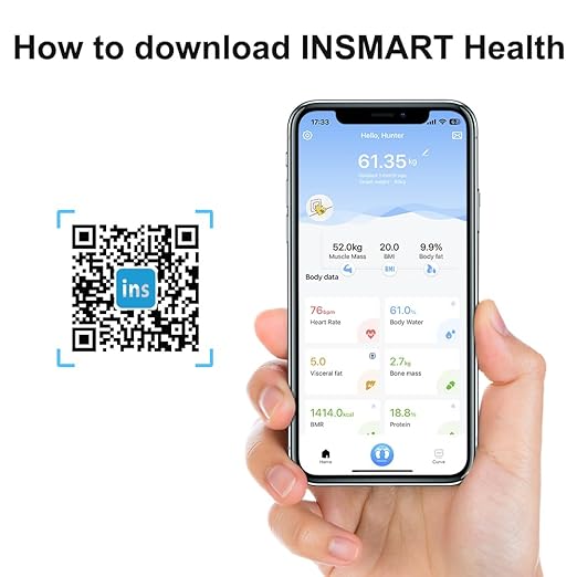 INSMART Smart Scale for Body Weight All-in-one LCD Display Bathroom Weight Scales Body Fat ScaleBluetooth Digital Smart Weighing Scale with Heart RateHeart Index &amp Body Composition Analyzer396