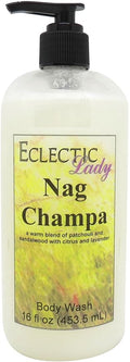 Eclectic Lady Liquid Pearl Body Wash - Nag Champa Scent 3-in-1 Use For Bubble Bath Hand Soap &amp Body Wash Phthalate-Free Nag Champa Fragrance Handcrafted in USA (16 oz)