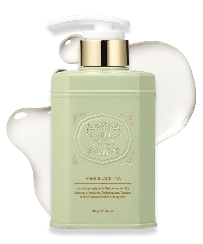 Herb Black Tea Body Wash Hydrating Vegan Body Cleanser for Sensitive Skin | Gentle Moisturizing Non-Sticky Mild Scrub | Korean Skin Care