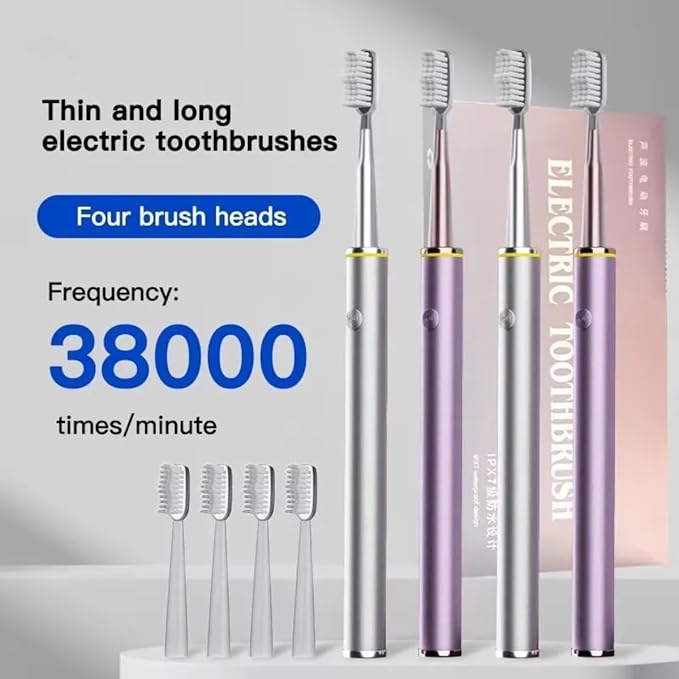 Electric Toothbrush for Adults Rechargeable Cordless Power Toothbrush with 3 Modes 4 Brush Heads 2-Min Timer Electric Tooth Brush Adult Purple or Silver (Purple)