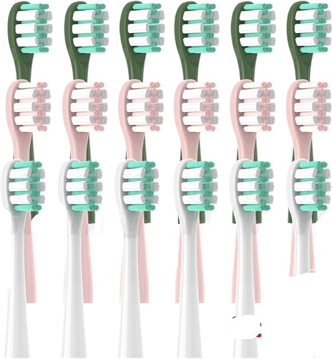6/12 Replacement Electric Toothbrush Heads Soft Bristle Cleaning Vacuum Cleaner Brush with Dust Cover(6PCS Pink)