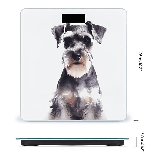 Well Behaved Schnauzer Bathroom Scale Automatic Power On/Off Body Scales LCD Backlight Display Square Digital Scale Rounded Corners Bathroom Scales for Home Bedrooms