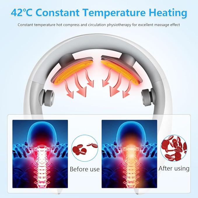 Neck Massager with Heat Electric Pulse Neck Massager for Pain Relief Wireless Neckology Intelligent Massager for Women