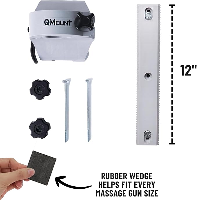 Massage Gun Holder - Power Rack Mounted - Fully Adjustable - Holds Firm Never Moves or Slips - Hands Free Back Massager - Rack Attachments - Massage Gun Attachments