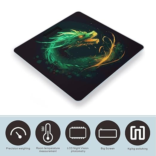 Chinese Dragon Scale for Body Weight Highly Accurate Digital Bathroom Body Scale Digital Bathroom Scales for People Anti-Slip Large LCD Display Smart Scales