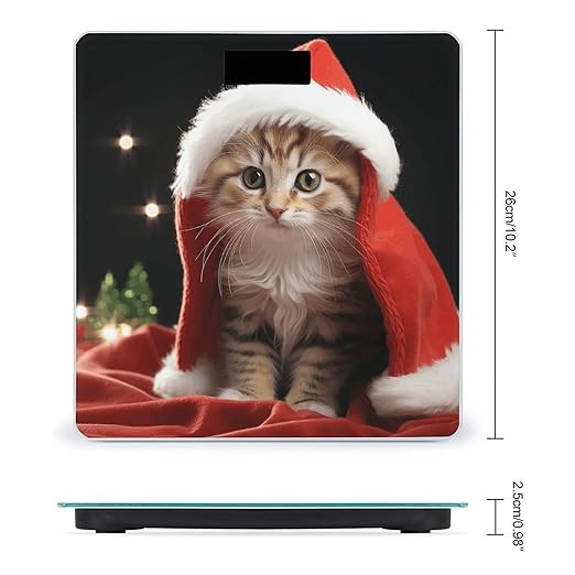 Cute Christmas Cat Bathroom Scale Rounded Smart Scale for Body Weight Automatic Power On/Off Weight Scales Accurate Bathroom Digital Scales for Pet Home Bedroom Kitchen