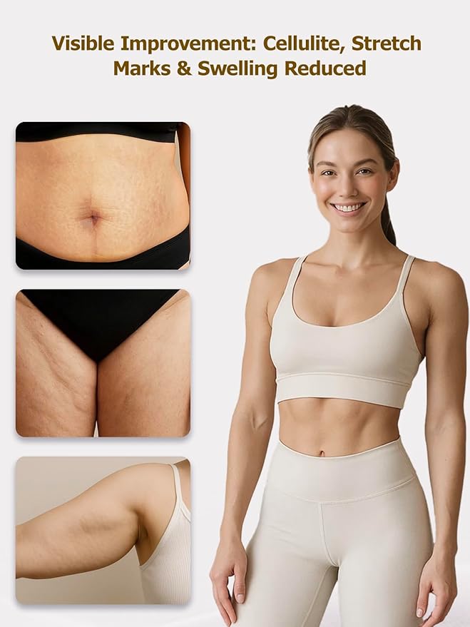 Lymphatic Drainage Massager &amp Anti Cellulite Massage Tool Helps Reduce Stretch Marks &amp Cellulite for Legs Arms &amp Belly Body Sculpting Machine with Microcurrent Light Heat &amp Vibra