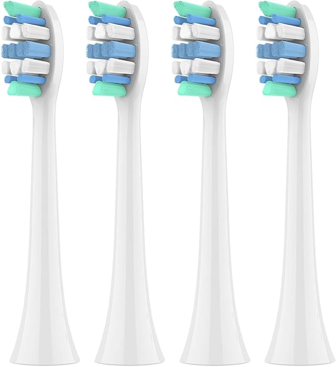 Compatible For Philips Sonicare Electric Toothbrush Replacement Toothbrush Heads Brush Head For 2100 4100 5100 6100 7300 9000(White-4 Pcs)