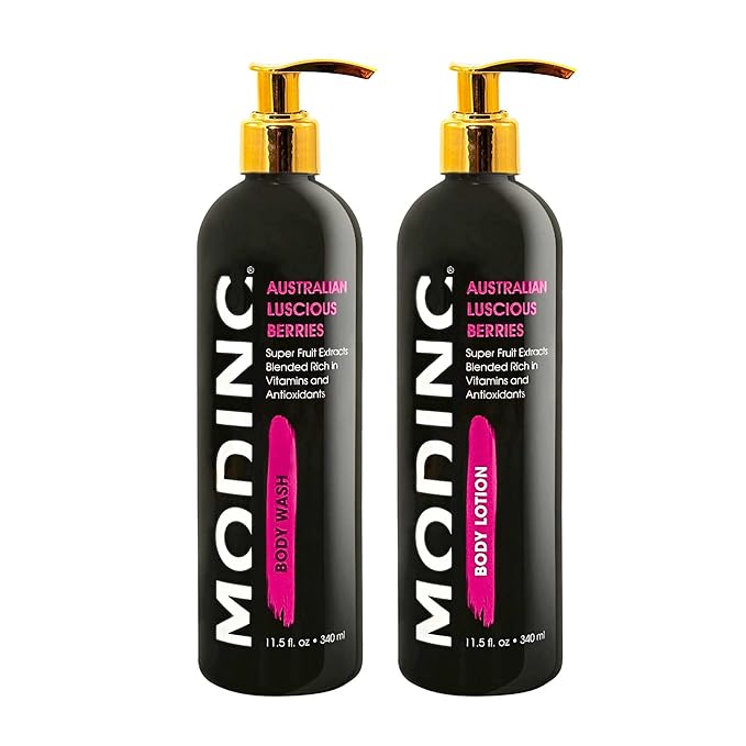 Modinc Luxury Body Wash Australian Luscious Berries Formula Hydration Blend Vegan Cruelty Free Pump 11.5 Ounces