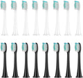 Replacement Brush Heads Compatible for HX3/HX6/HX9 Series Toothbrush HX6064(8 White 8 Black)
