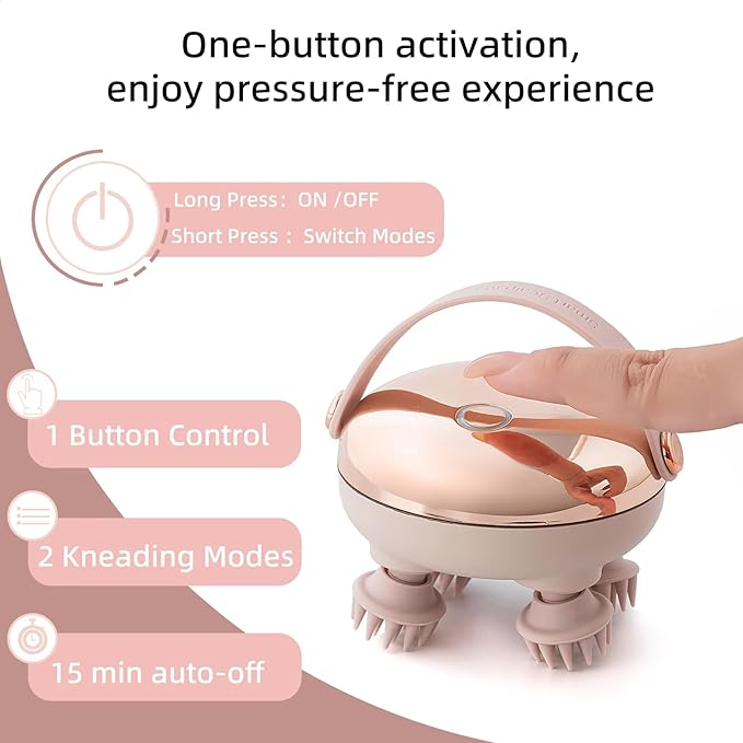 Electric Scalp Massager for Hair Growth Red Light Therapy Head Massager Stress Relax Waterproof Scalp Scrubber with Hand Strap Handheld Rechargeable Scalp Massagers for Body &amp Dog Massager (Gol