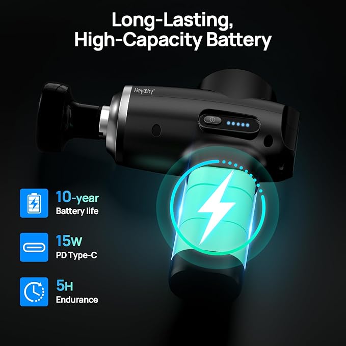 Professional Muscle Massage Gun with Heat Portable Handheld Muscle Massager Percussion Back Body Masajeador 12mm Amptitude for Athletes RunnerFSA Eligible &amp HSA Approved