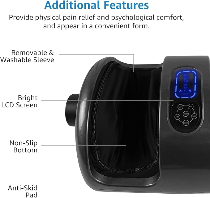 Foot Massager for Pain Relief and Improved Circulation - Shiatsu Deep Kneading with Heat for Plantar Fasciitis &amp Neuropathy Foot Calf Massager Gifts for Dad Men Women