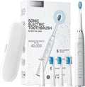 YUHANG Sonic Electric Toothbrush5 Modes400-Day Battery Life2-Minute Timer30s ReminderErgonomic Comfort Grip40000 Vibrations/minIPX7-4 Brush Heads - Travel Box (White)