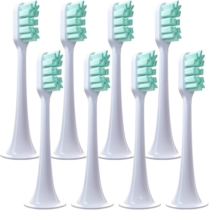 8pcs Replacement Toothbrush Heads Compatible for Xiaomi T300 T500 Sonic Electric Teeth Brush Mijia Nozzles with Dust Cover Vacuum Packaging(8 Green)