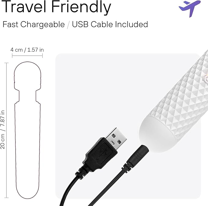 bed geek Handheld Cordless Personal Wand Massager – Waterproof USB Rechargeable 20 Vibration Patterns 8 Speeds Memory Feature Skin-Soft Silicone for Ultimate Relaxation Tool (White)