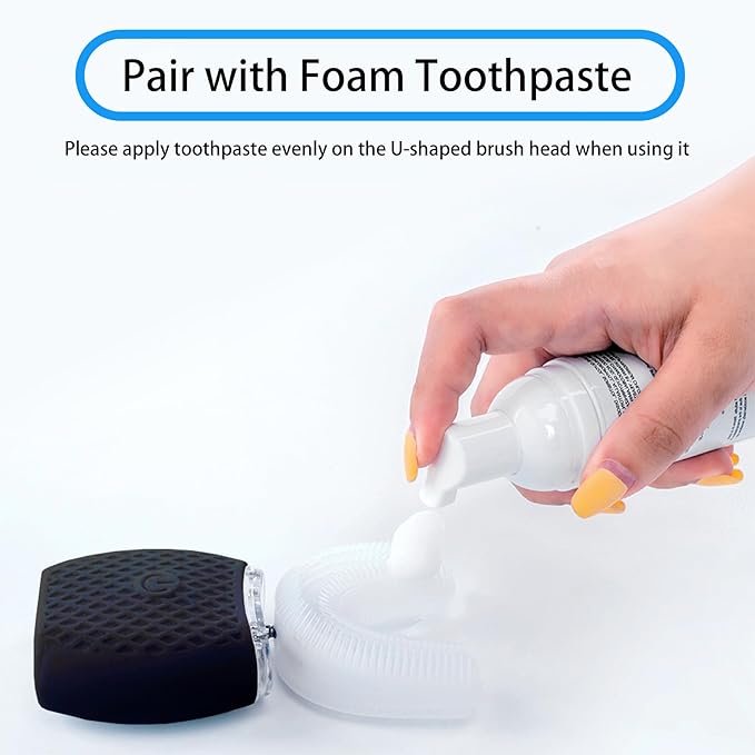 Ultrasonic Toothbrush for Adults - Automatic Electric Toothbrush with Soft Bristles Rechargeable Portable Waterproof Design 30s Timer Wireless Charging Dual-Use for Travel &amp Home (Black)