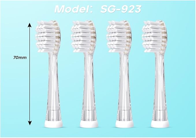 Replacement Brush Heads for SG-2139 SG-513 and SG-977 Toothbrush - Soft Bristles Pack of 4 (Model H923)