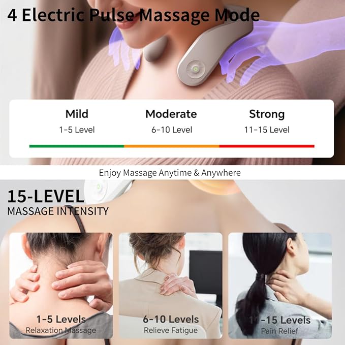 Vitality™ Magic Pro K1 Neck Massager with Heat Portable Cordless Travel Massager for Pain Relief Deep Tissue Vibration Promote Muscle Relaxation Home Use Upgraded 2026