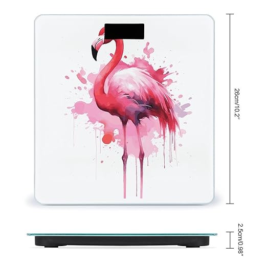 Flamingo Watercolor Smart Scale for Body Weight Accurate Bathroom Scale with LED Display Digital Weight Scales Weighing Machine High Precision Scales for Bath Home
