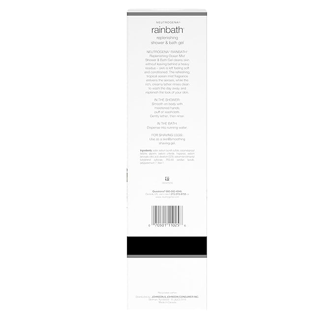 Neutrogena Rainbath Replenishing Shower and Bath Gel -Refreshing Body Wash with Moisturizing Formula for Soft Skin Ocean Mist Scent 32 fl. oz. (946 mL) Pump Bottle