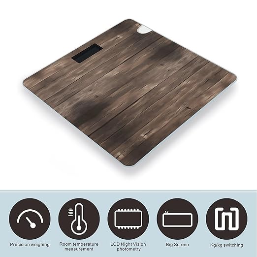 Rustic Old Barn Wood Bathroom Scale Ultra-Bright Liquid Crystal Screen Weight Scale Accurate Bathroom Body Scales for Body Weight Bathroom Pet Home Bedroom Gift-Giving