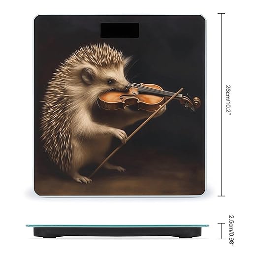 Animal Hedgehog Music Violin Bathroom Scale Large LCD Backlight Display Digital Scale Rounded Corners Body Scales Automatic Power On/Off Bathroom Scales for Home Bedrooms