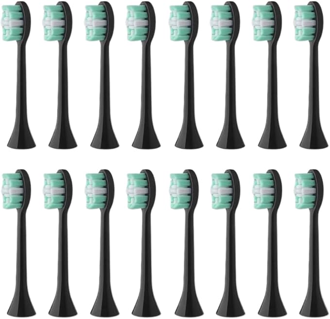 Replacement Toothbrush Head Compatible For BOMIDI TX5 Electric Toothbrush Head Soft Bristles Nozzles(16PCS BLACK)
