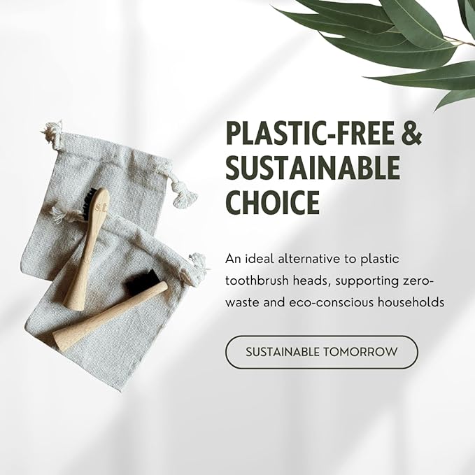 Sustainable Tomorrow Zen Bamboo Toothbrush Replacement Head – 3 Pack | Eco-Friendly Bamboo Bristles Head | Sustainable Plastic-Free Oral Care | Compatible with Zen Toothbrush