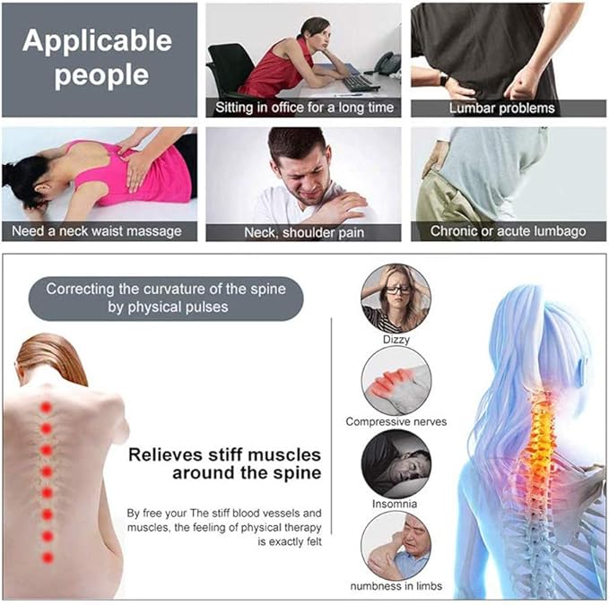 Electric Chiropractic Massager 1100N 13 Levels Force Spine Correction Massage 10pcs Multifuction Massage Heads for Adjusting Chiropractic Soothing Bones Massage Acupuncture Points