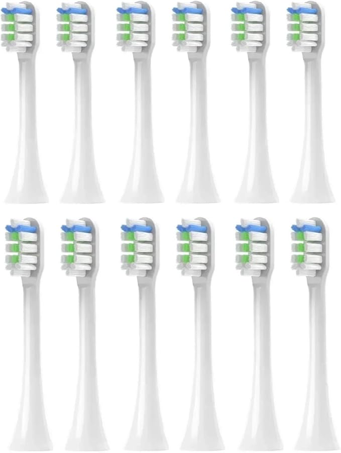 12PCS Replacement Brush HeadsCompatible for V1/X1/X3/X5/X3U/X3PRO/v1/v2 Sonic Electric Toothbrush Sof(White)