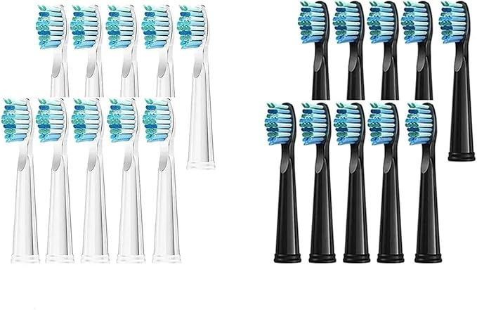 Compatible for Seago Replacement Toothbrush Heads SG-575/507B/508/551/958/908/909/917/610/659/719/910/548/2303 Electric(Black 10 White 10pcs)