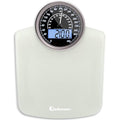 Adamson Hybrid 2-in-1 Analog &amp Digital Weighing Scale for Body Weight up to 400lbs + Thick Tempered Glass + Extra Large Display + Easy to Read Digital Bathroom Scale + New - White