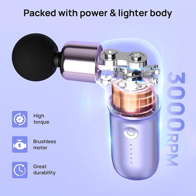 Super Mini Massage Gun Deep Tissues Percussion Muscle Massager Compact Sports Travel Massage Gun Portable Massager Gun for her him Purple