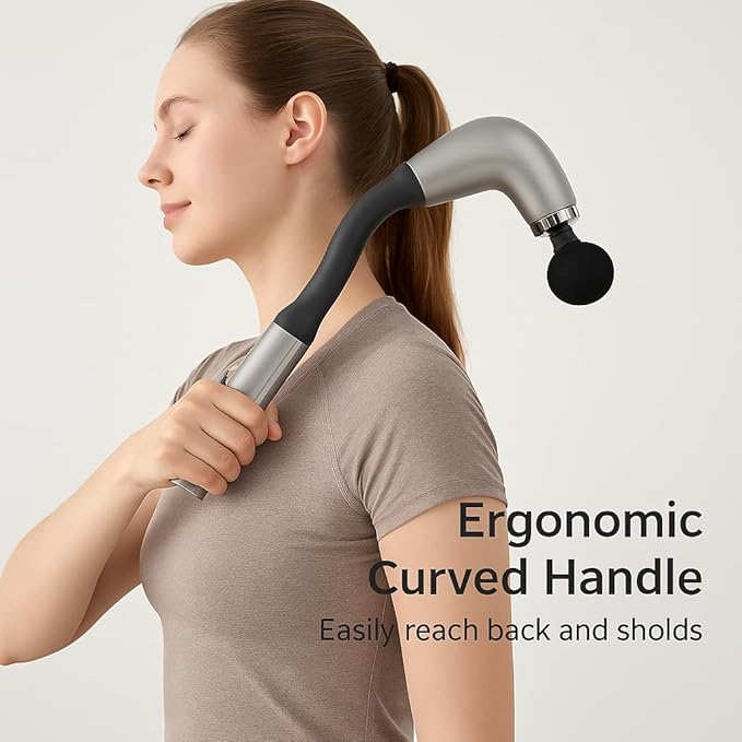 Handheld Cordless &amp Rechargeable Back Massager - Quiet - Full Body Massage Device for Women Aches Relief Sports Recovery and Deep Relaxation - 99Silver