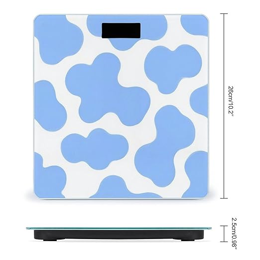 Smart Scale for Body Weight Automatic Switch Digital Bathroom Weighing Scale Light Blue Animal Cow Print