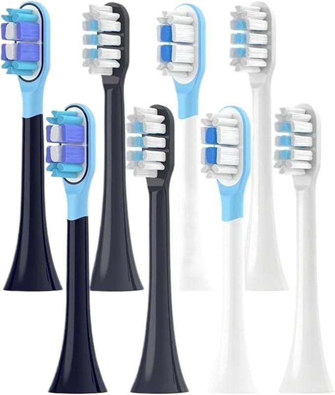 8Pcs Replacement Toothbrush Heads Compatible for T301 T302 T501 with Soft Bristles(8 Black)