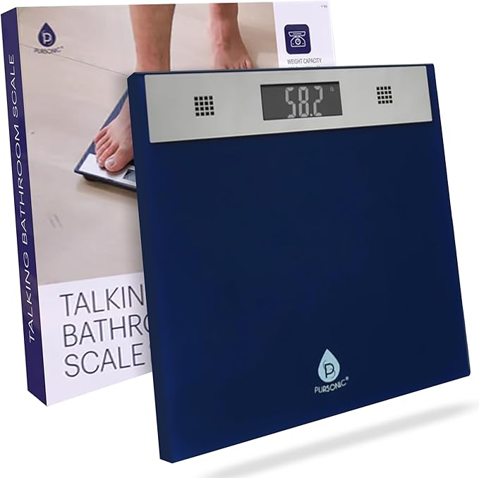 Pursonic Talking Bathroom Scale for Body Weight - 400lb Digital Weight Scale with 5mm Tempered Glass Clear LCD Display &amp Auto Shut Off - Accurate &amp Instant Scales for Body Weight