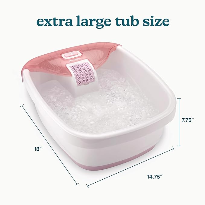 Homedics Bubble Bliss® Deluxe Footbath Gift Set – Heated Foot Spa with Invigorating Bubbles 3 Massage Attachments Pumice Stone Moisturizing Heel Socks &amp Splash Guard for Ultimate Relaxation