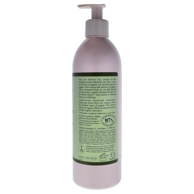 LErbolario L'Olivo Softening Shower Gel 16.9 oz - With Olive Oil Extract - Aromatic Scent - Gently Moisturizes and Nourishes - Cruelty-Free
