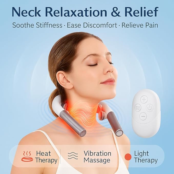 Premium Neck Massager with Heat – Luxury Relaxation Device for Stress Relief at Home Office &amp Travel
