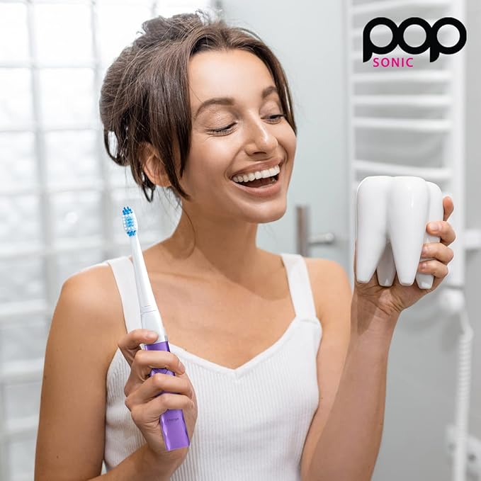 Pop Sonic USB Charge Anywhere Toothbrush (Purple) | Rechargeable w/Up to 40000 Brush Strokes/Minute-Long-Lasting Dupont Nylon Bristles - for Teens &amp Adults with Quadrant Pacer &amp Timer