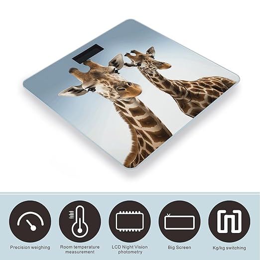 Necks of Giraffe Digital Bathroom Scale for Body Weight Weighing Scale with Backlit LCD Display High Precision Measurements &amp Measures Weight Up to 180kg