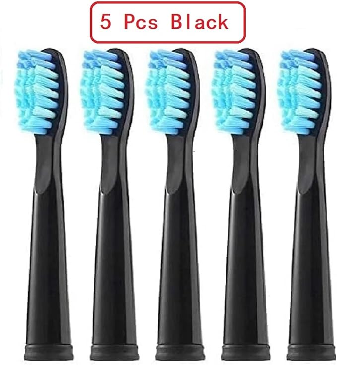 Replacement Brush Head Compatible for FW-507/508/515/551/917/959/2011/D1/D3/D7/D8 Electric Toothbrush(5 Pcs Black)