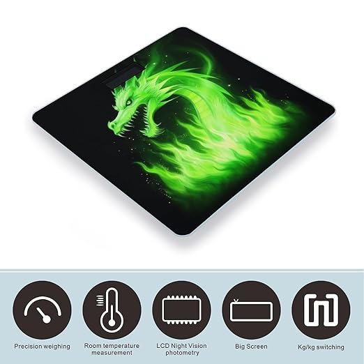 Digital Bathroom Weighing Scale Energy Saving Scale Smart Scale for Body Weight Black Green Fire Dragon